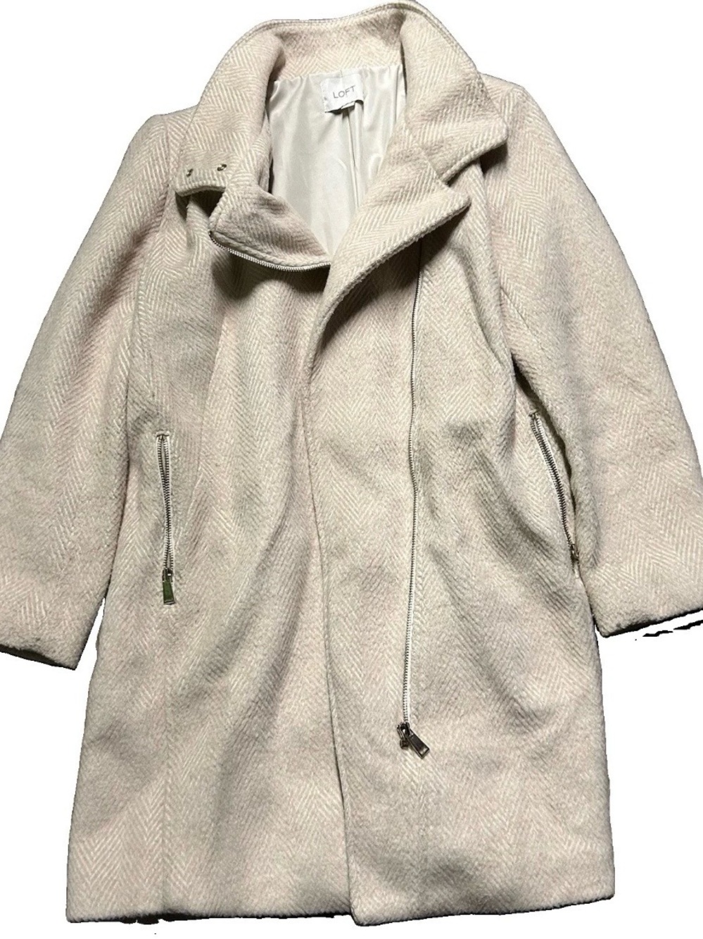 Women’s Loft Cream Trench Coat Size Medium